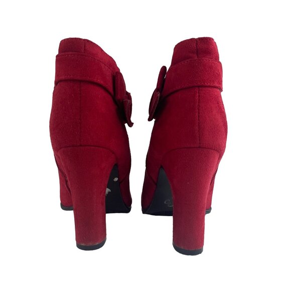 Impo Odessa Suede Ankle Booties Heels Size 6M Bow Detail Side Zipper - Picture 5 of 8